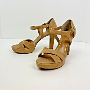 Lauren Ralph Lauren Senica Womens Tan Suede Sandals Heels Womens Size 8.5 B